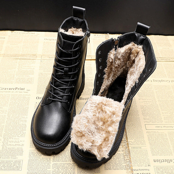 Frankie | Women's Lace-Up Side Zip Lug Sole Ankle Boots
