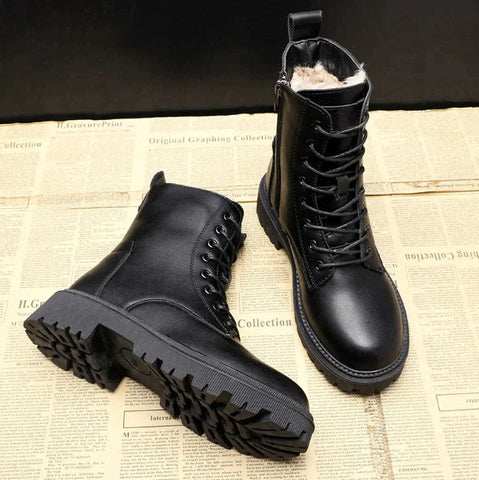 Frankie | Women's Lace-Up Side Zip Lug Sole Ankle Boots