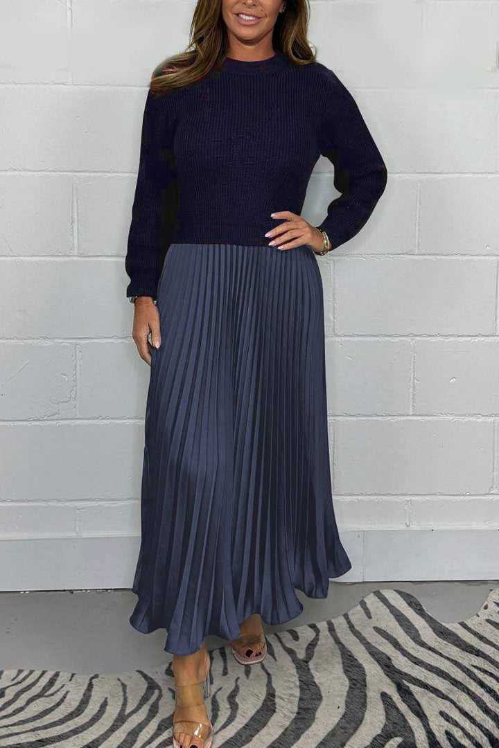 Claudia - Robe longue avec pull et jupe plissée