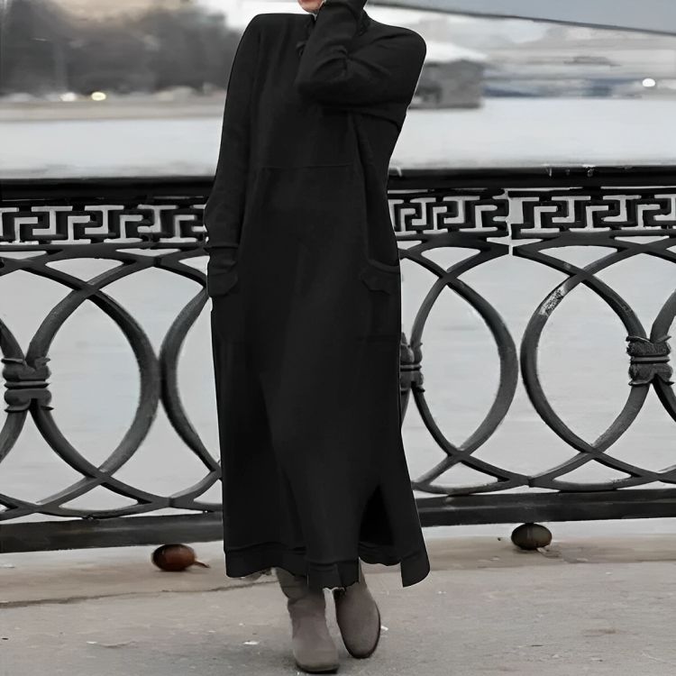 Robe longue en maille Mara – Robe d'hiver oversize confortable à manches longues