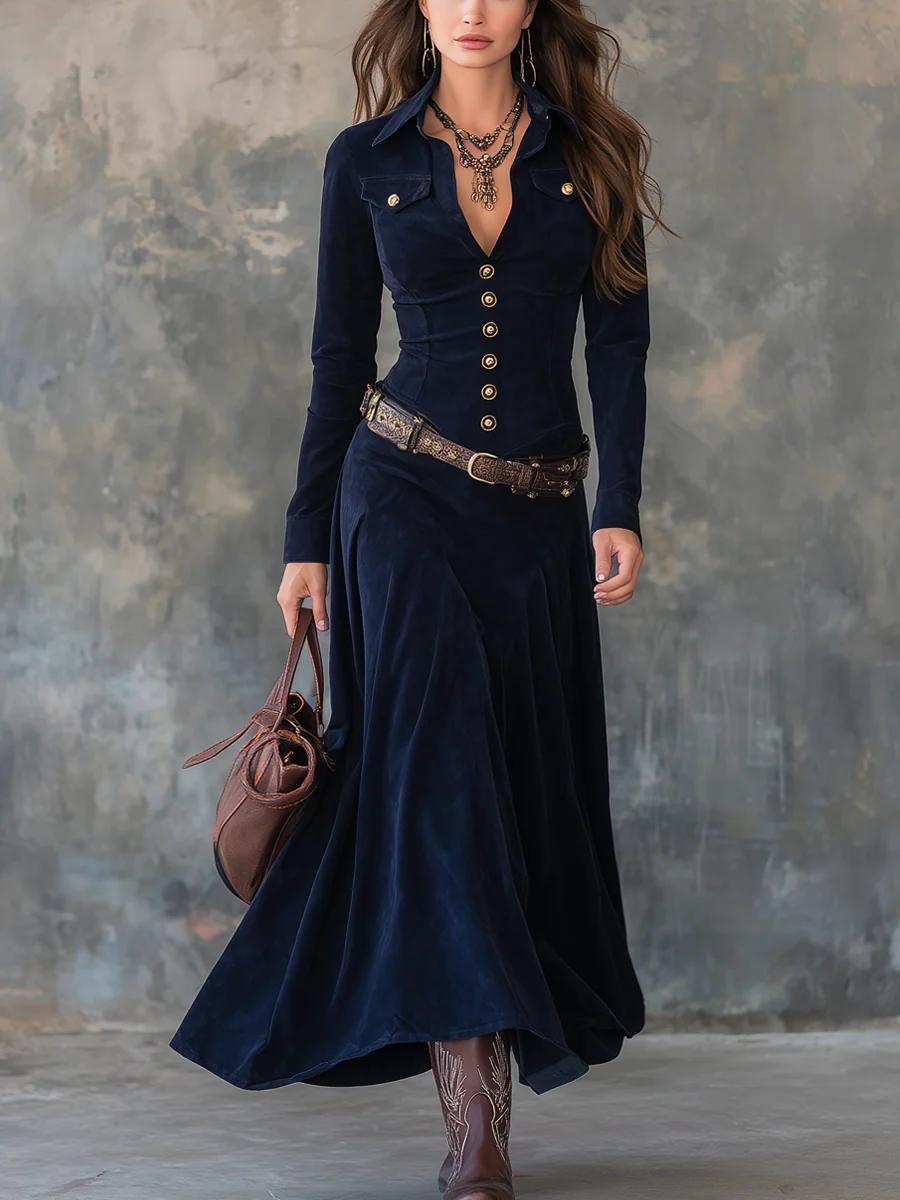 Milana | Robe longue fendue en suédine