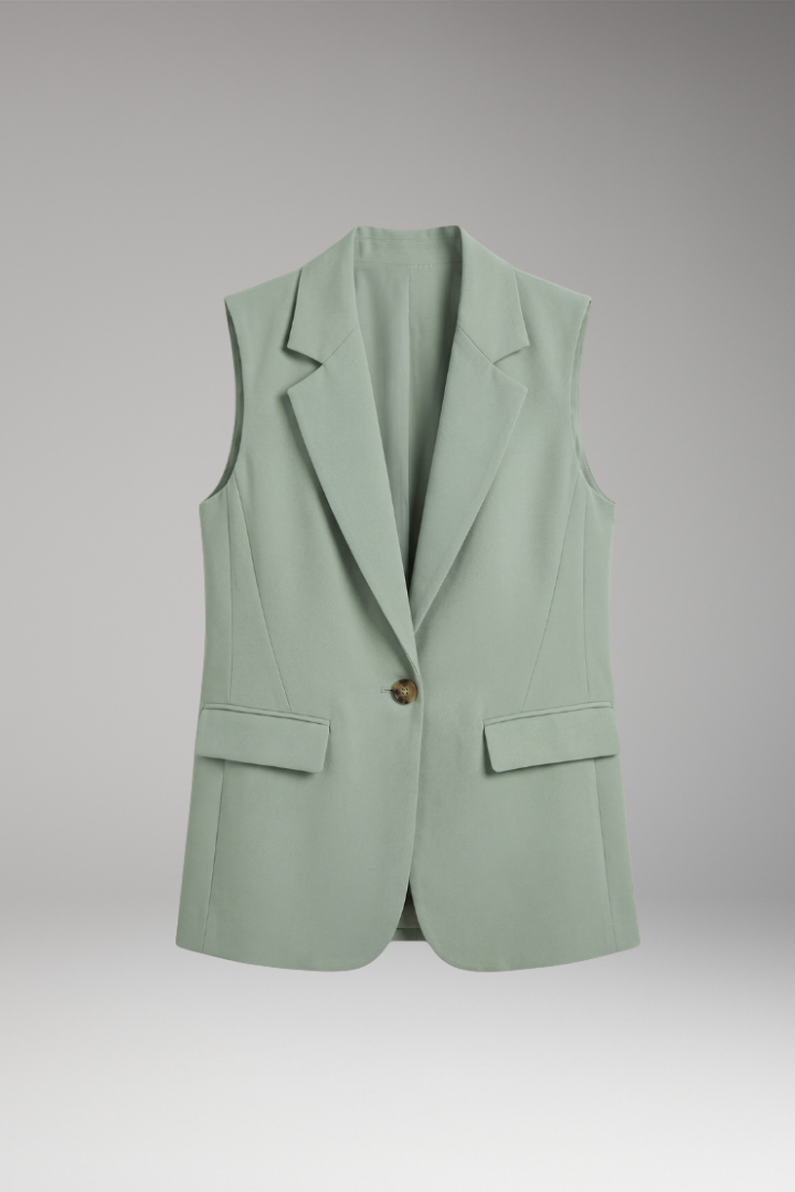 Rosalind | Women's Sleeveless Notched Lapel Button-Front Blazer