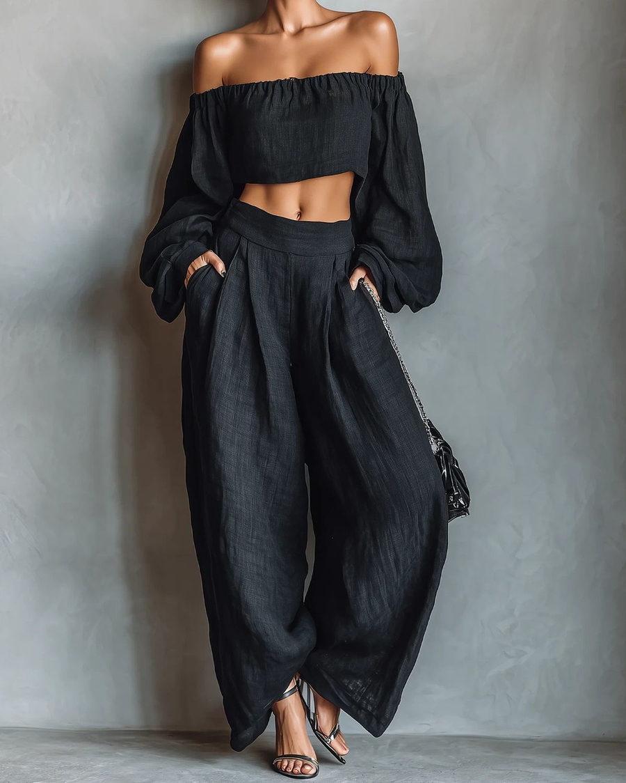 Tess™ - Ensemble Off-Shoulder avec Pantalon Large