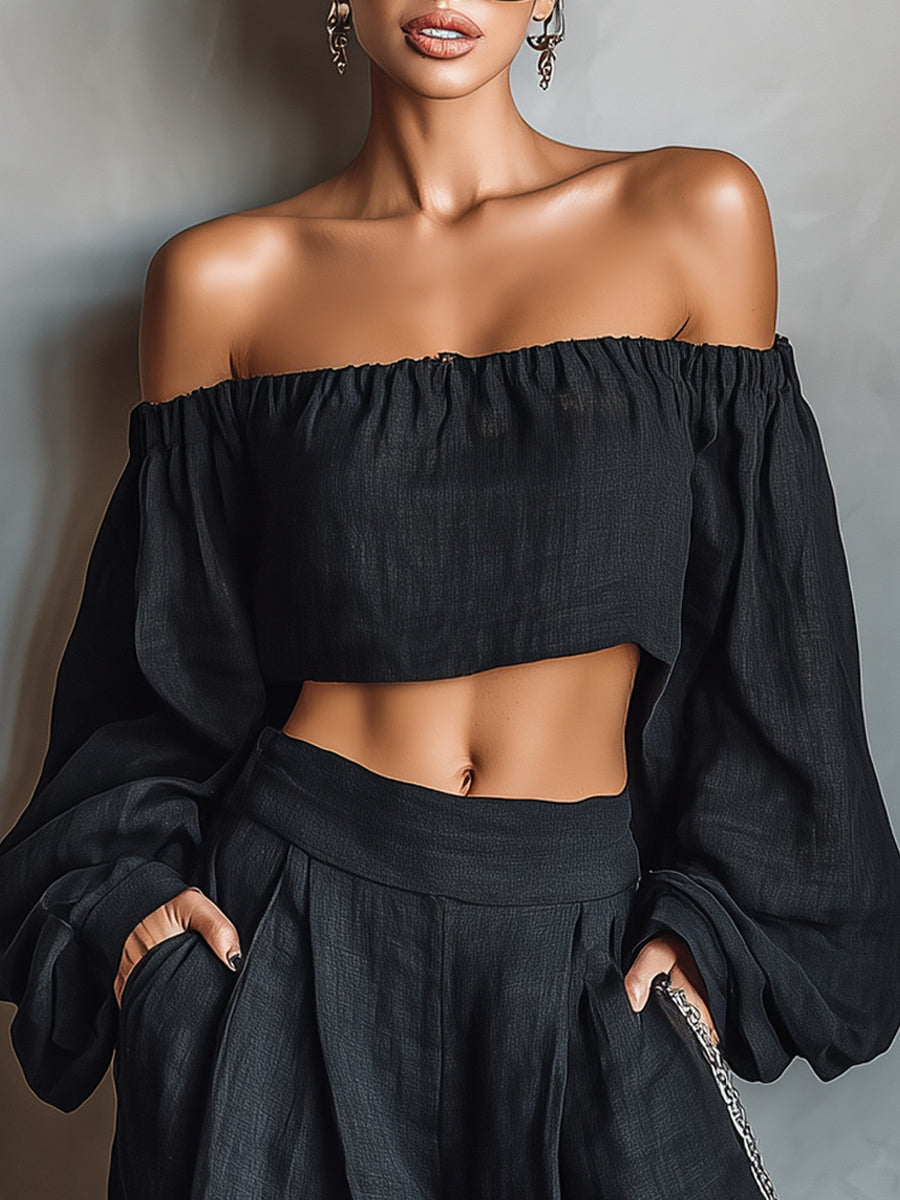 Tess™ - Ensemble Off-Shoulder avec Pantalon Large