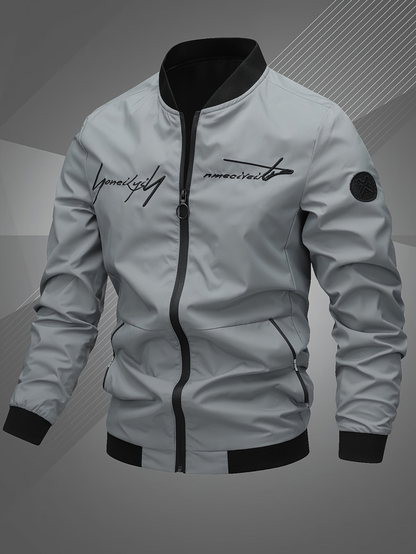 Alexander | Men's Casual Zip-Up Bomber Jacket Embroidered Graphic