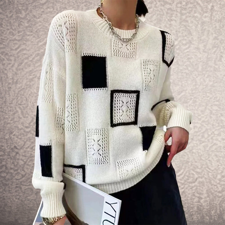 Lina | Women's Elegant Relaxed Fit Crew Neck Knit Sweater