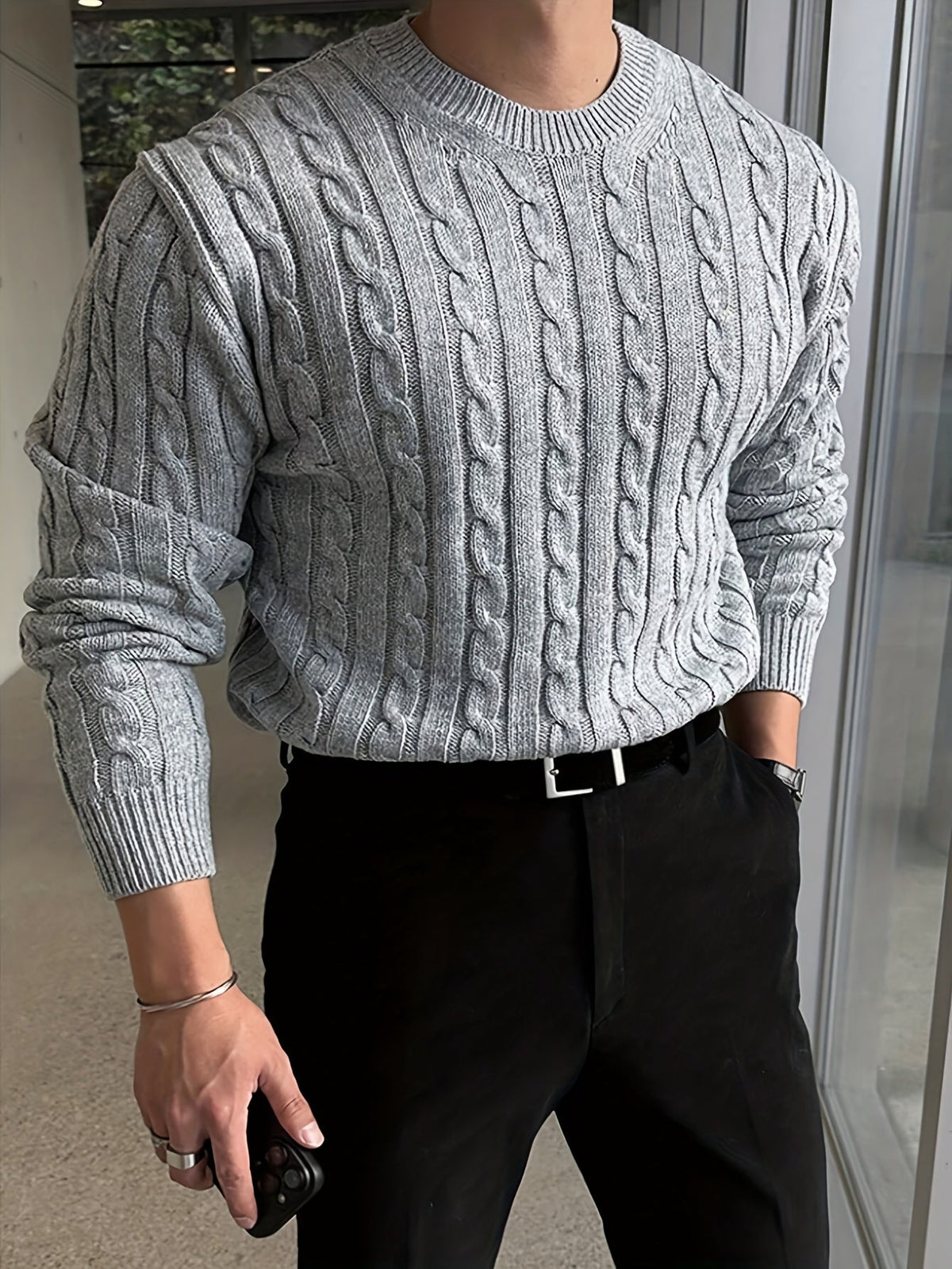 Aldmere | Men's Cozy Cable Knit Crew Sweater