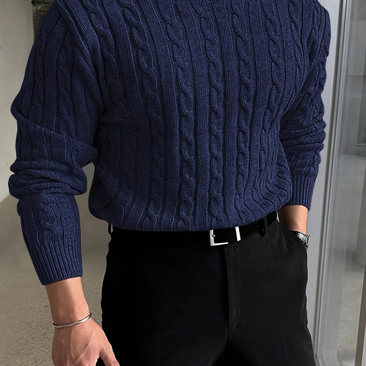 Aldmere | Men's Cozy Cable Knit Crew Sweater