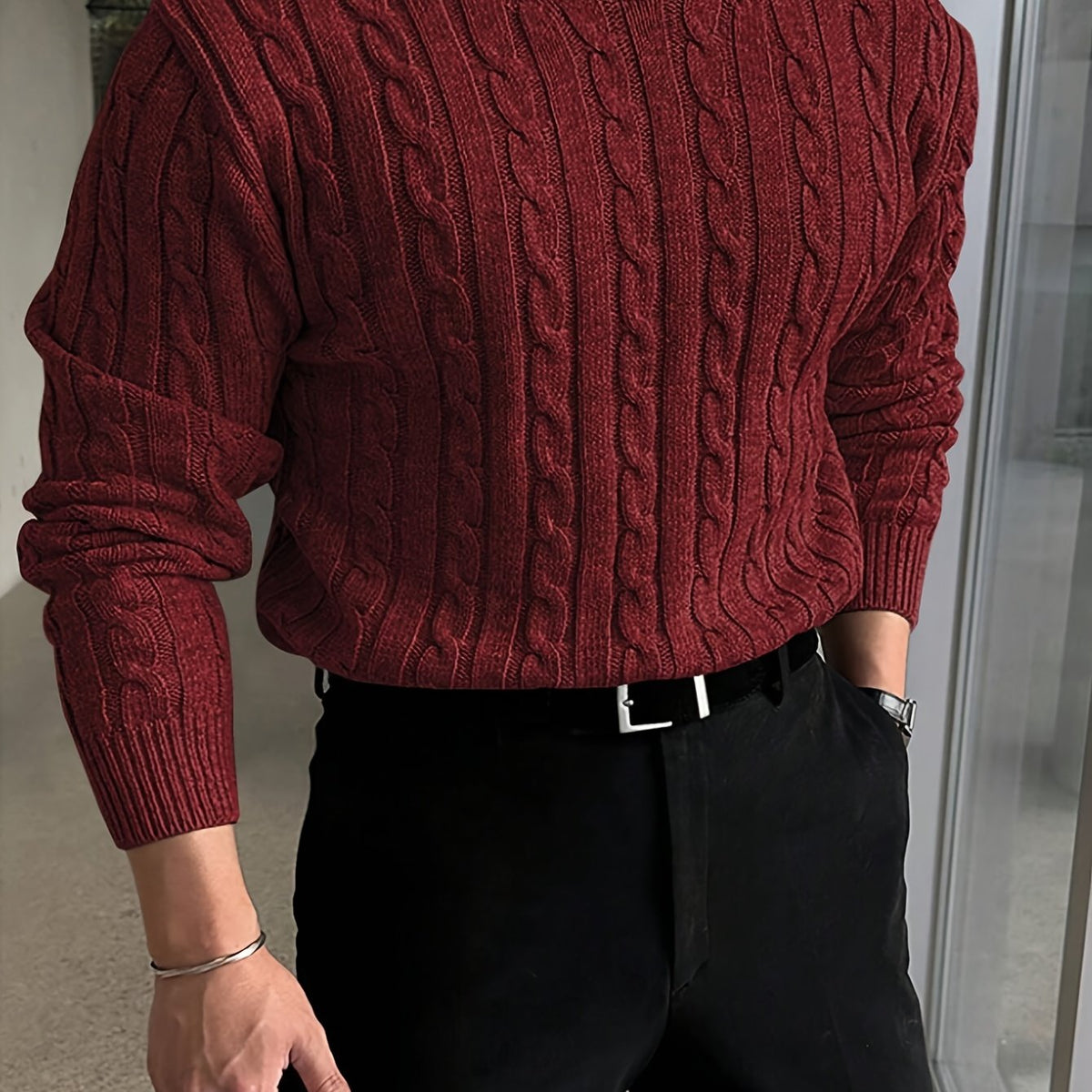 Aldmere | Men's Cozy Cable Knit Crew Sweater