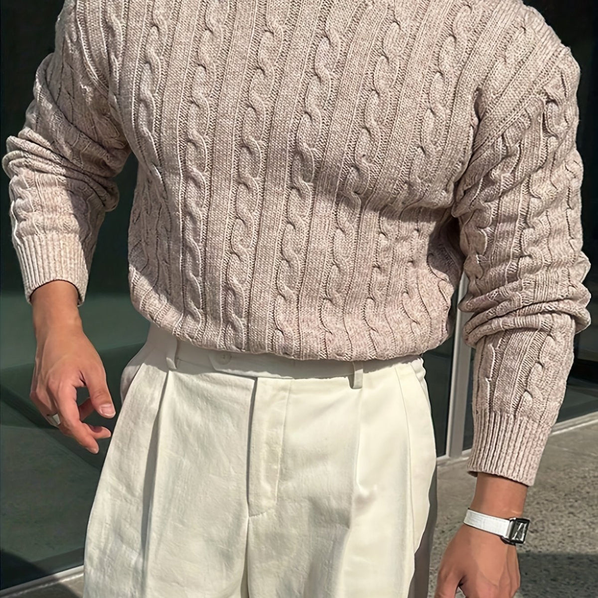 Aldmere | Men's Cozy Cable Knit Crew Sweater