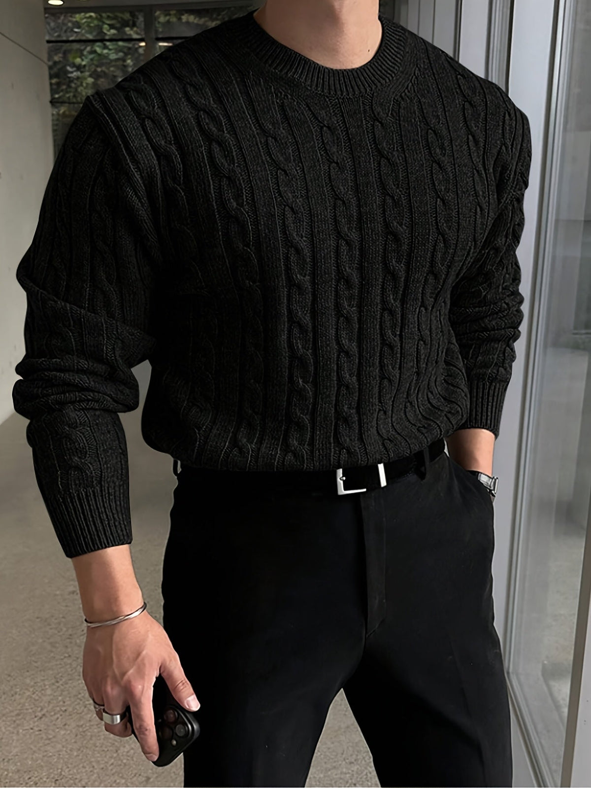 Aldmere | Men's Cozy Cable Knit Crew Sweater