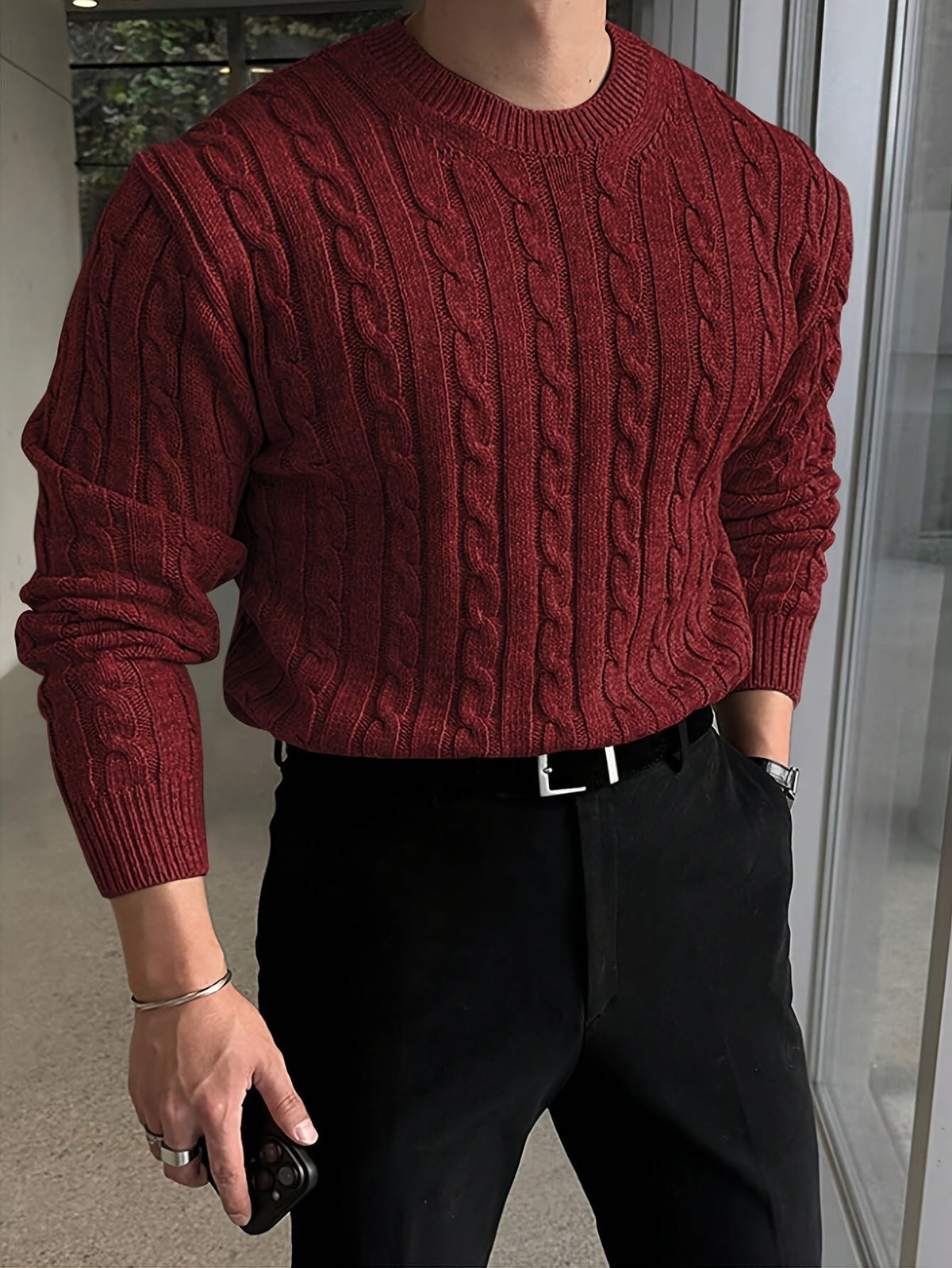Aldmere | Men's Cozy Cable Knit Crew Sweater