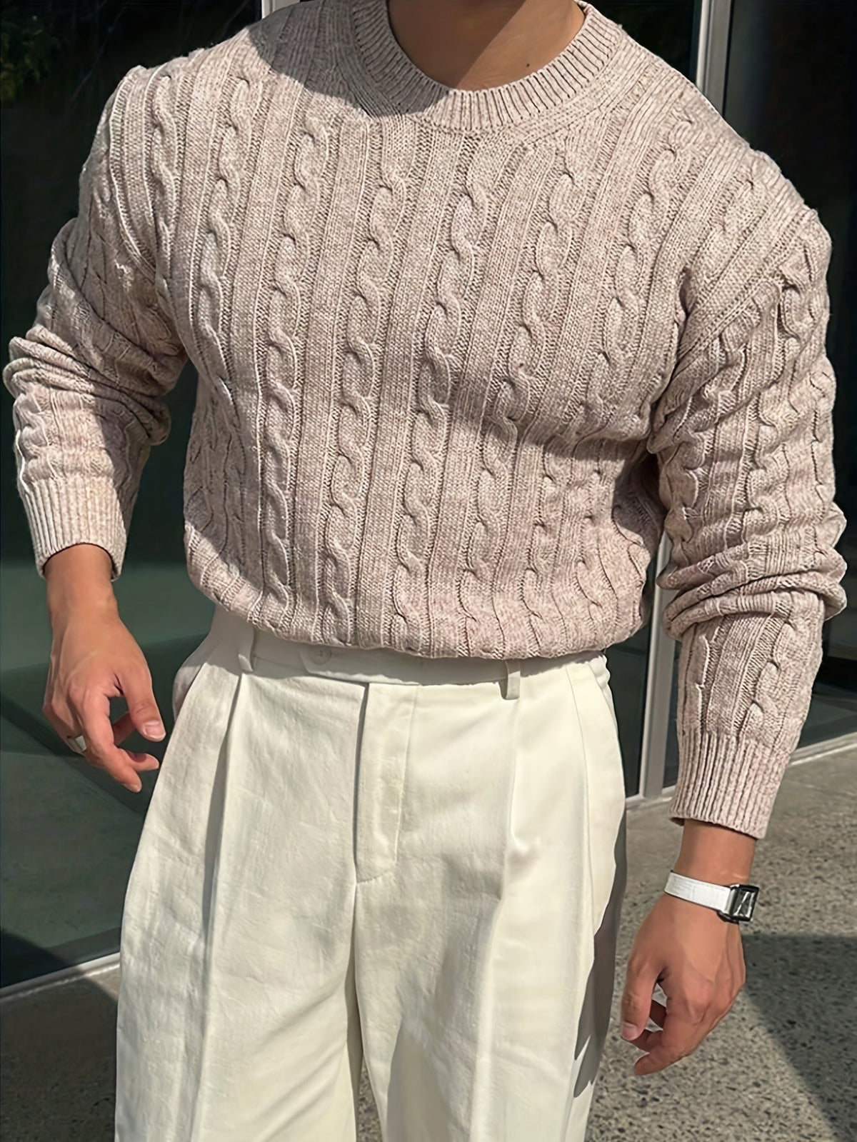 Aldmere | Men's Cozy Cable Knit Crew Sweater