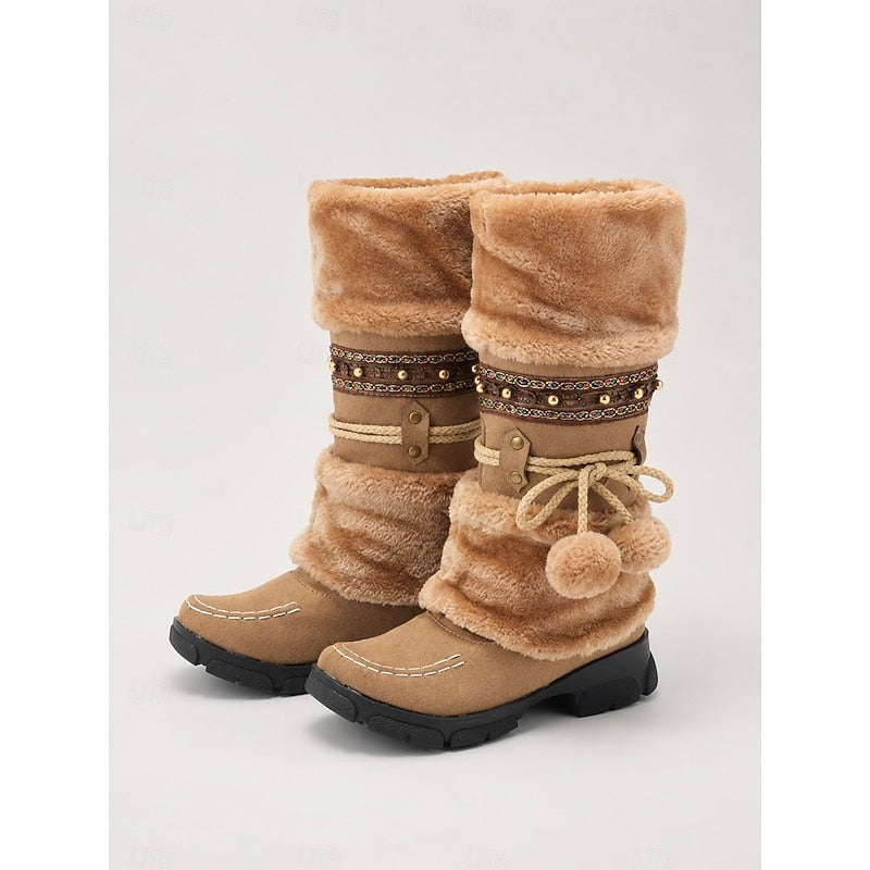 Arveth | Women's Fur-Trimmed Mid-Calf Boots