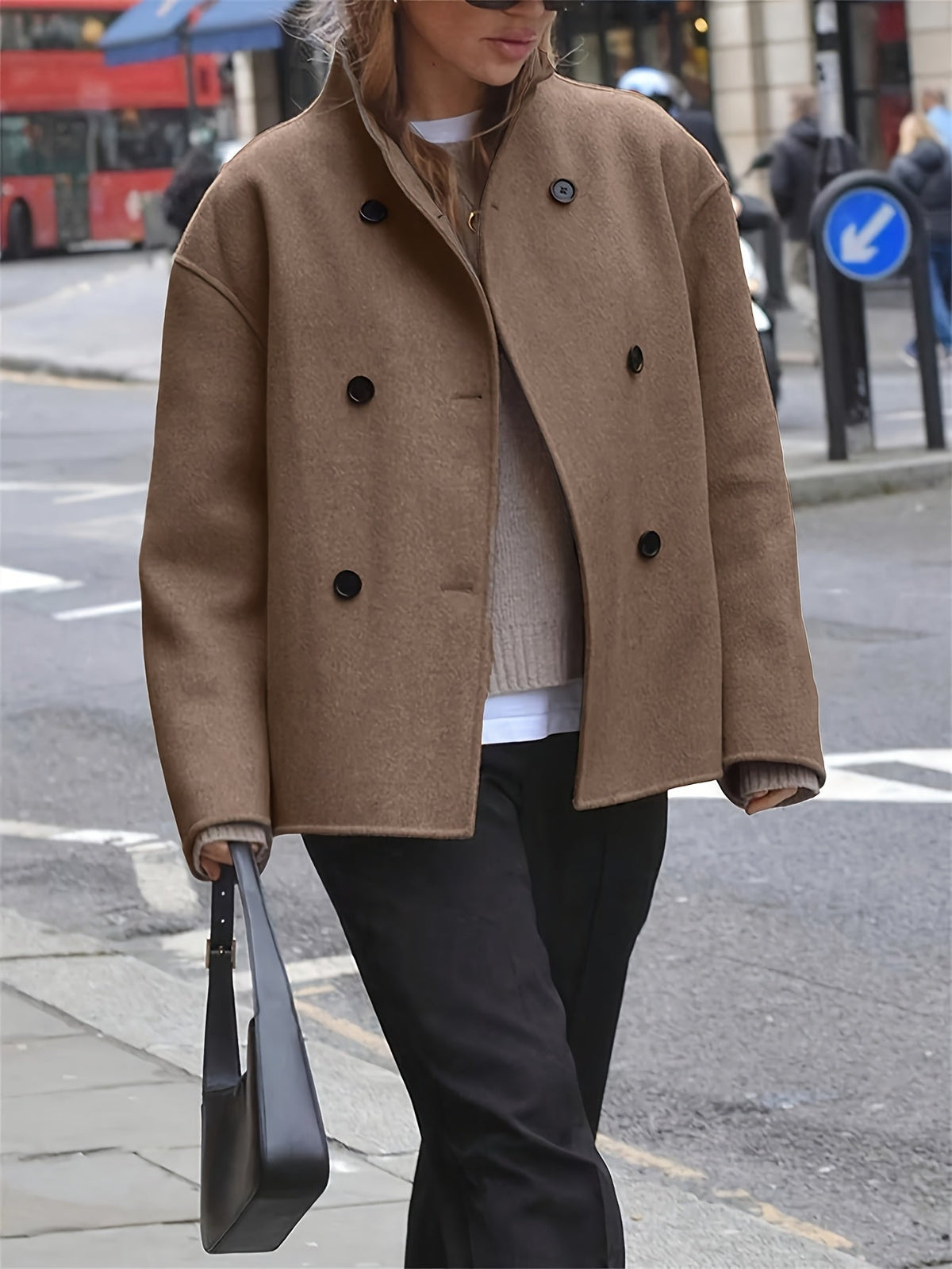 Ophelia | Women's Camel Wool Pea Coat