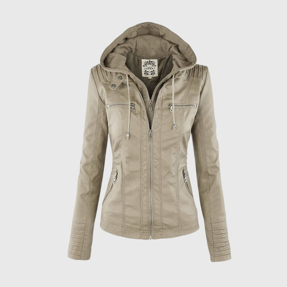 Karoline | Women's Hooded Leather Jacket