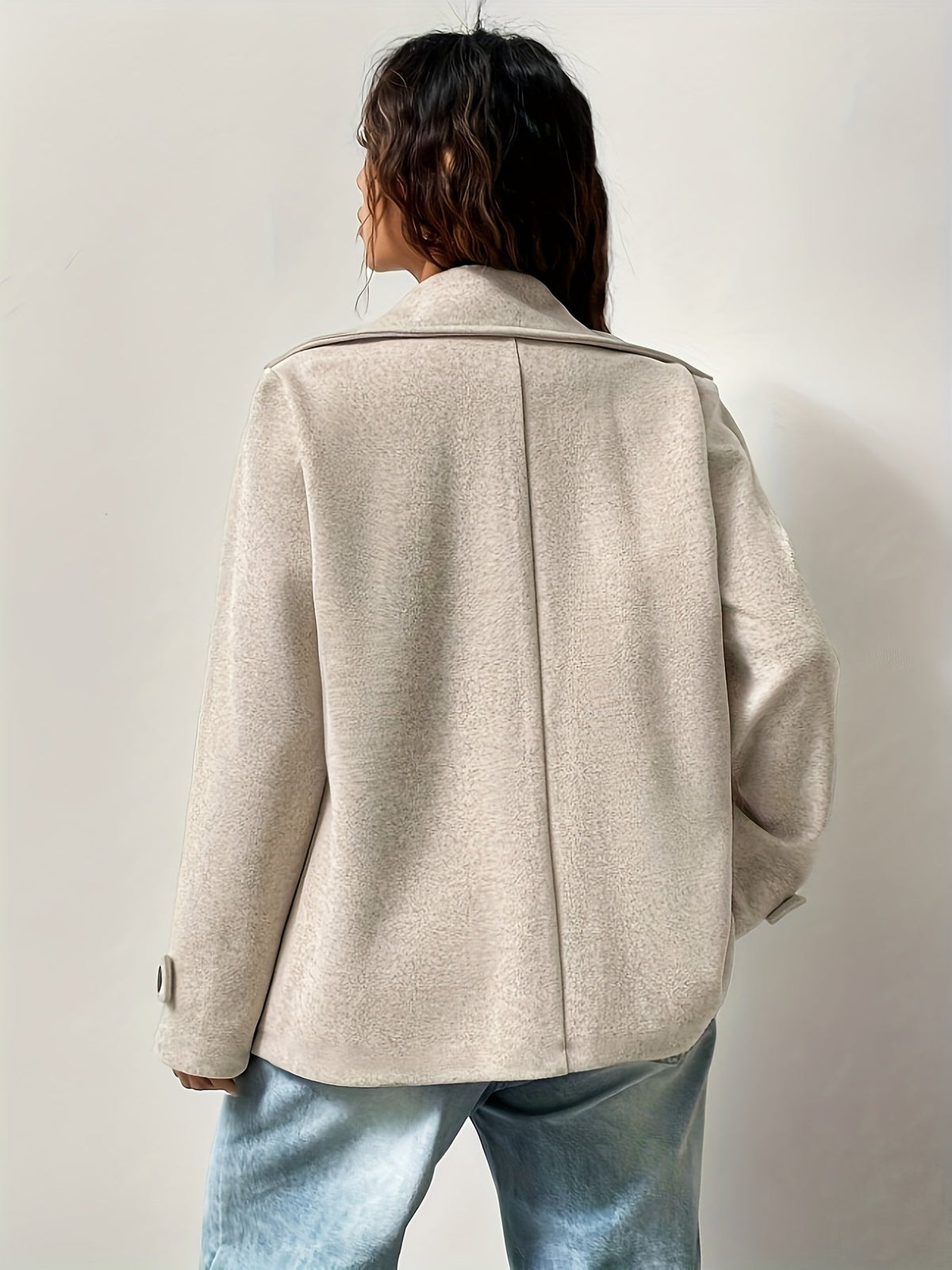 Adele | Women's Beige Oversized Pea Coat