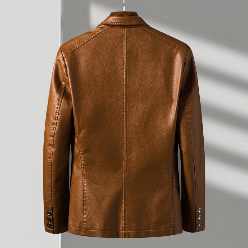 Oliver | Mens Faux Leather Blazer Slim Fit Suit Jacket