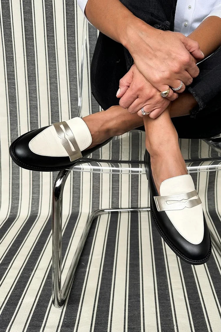 Brielle | Women's Monochrome Black & White Loafers