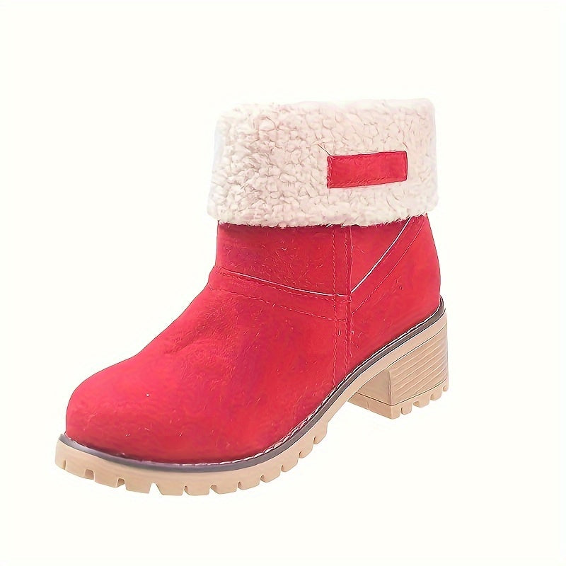 Ella | Women's Fleece Cuff Block Heel Mid Calf Boots