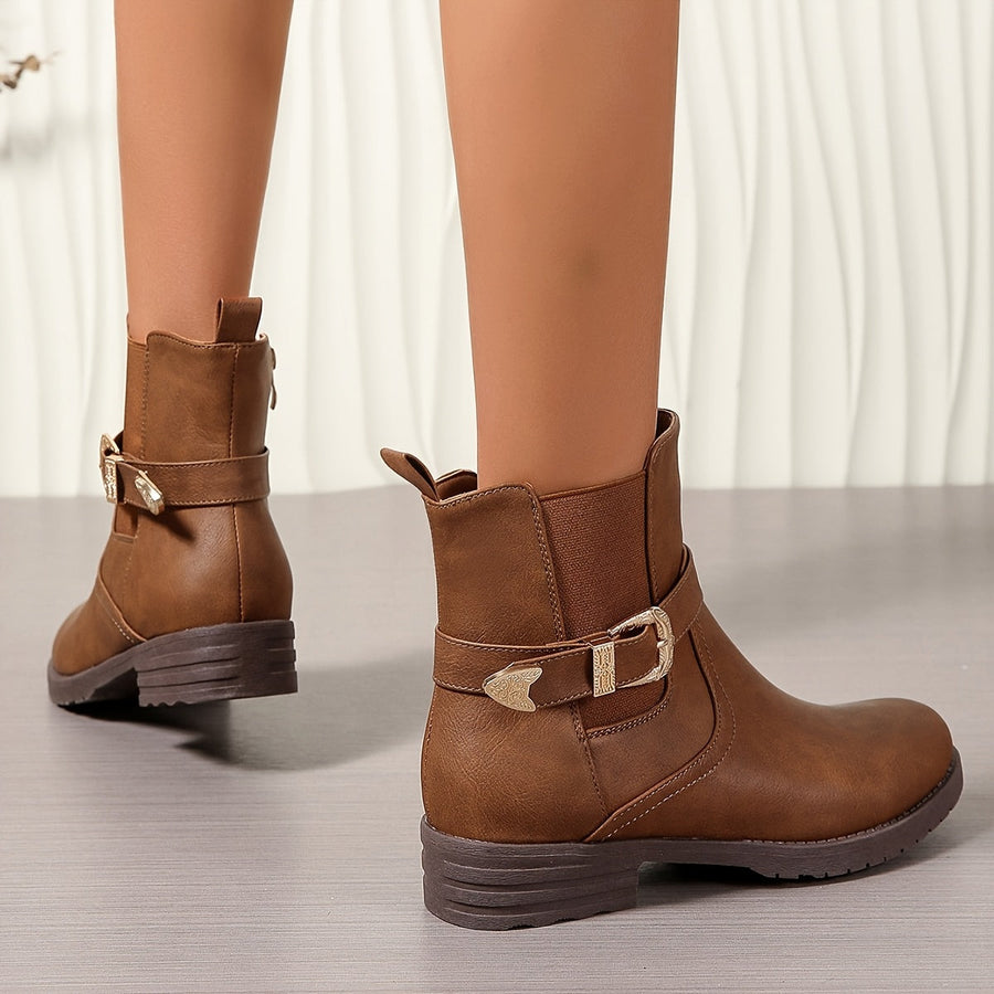 Jemima | Women's Buckle Western Ankle Boots