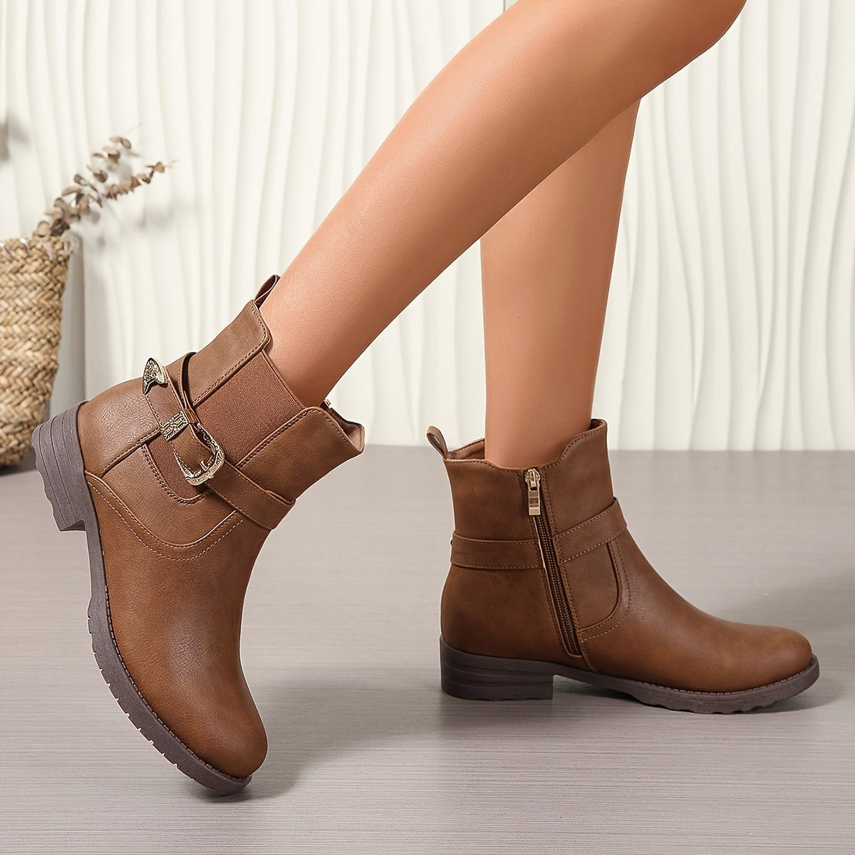 Jemima | Women's Buckle Western Ankle Boots
