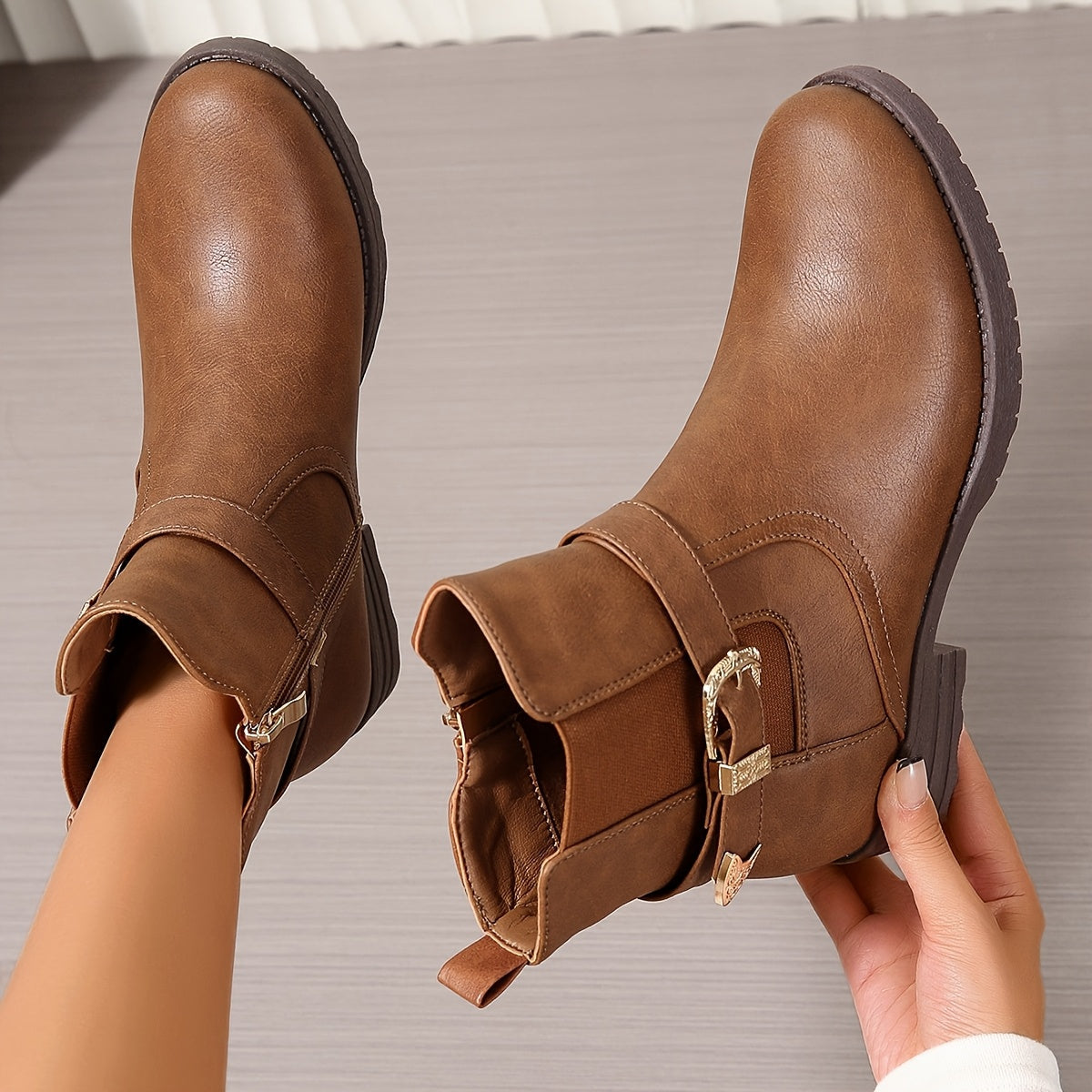 Jemima | Women's Buckle Western Ankle Boots
