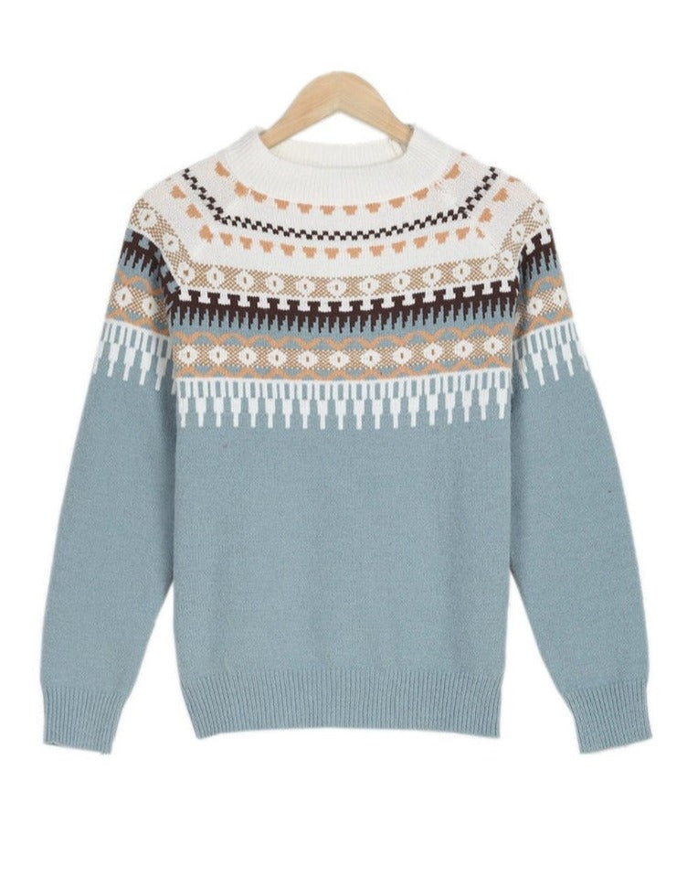 Avery | Women's Fair Isle Crew Neck Knit Sweater