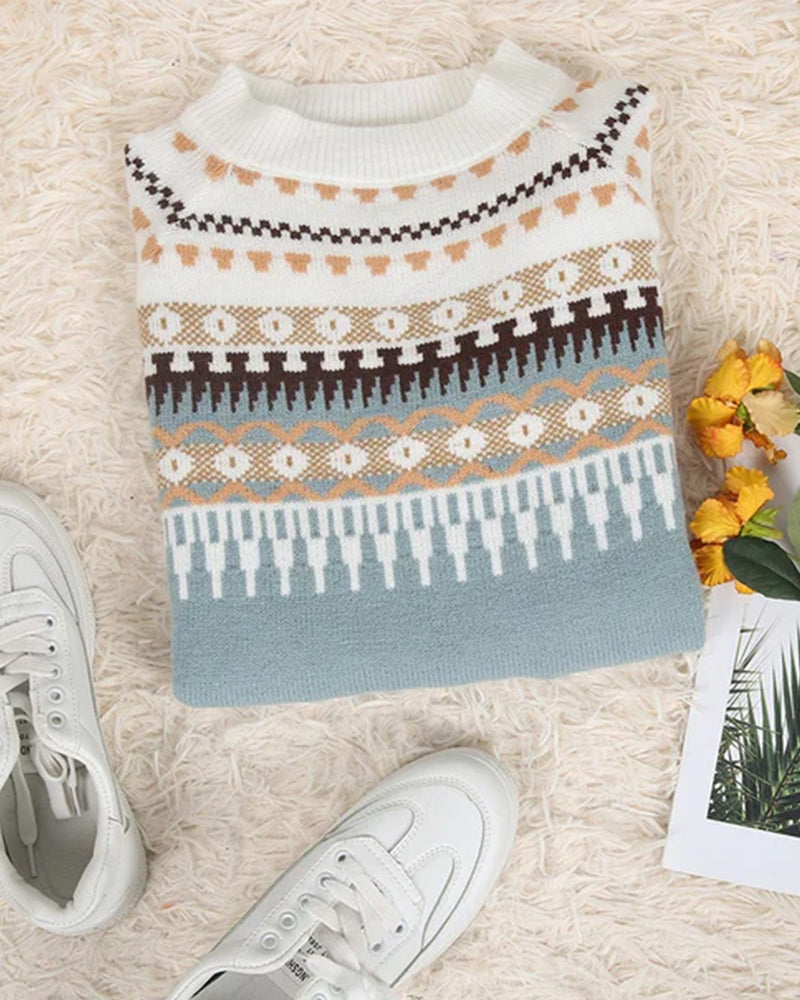 Avery | Women's Fair Isle Crew Neck Knit Sweater