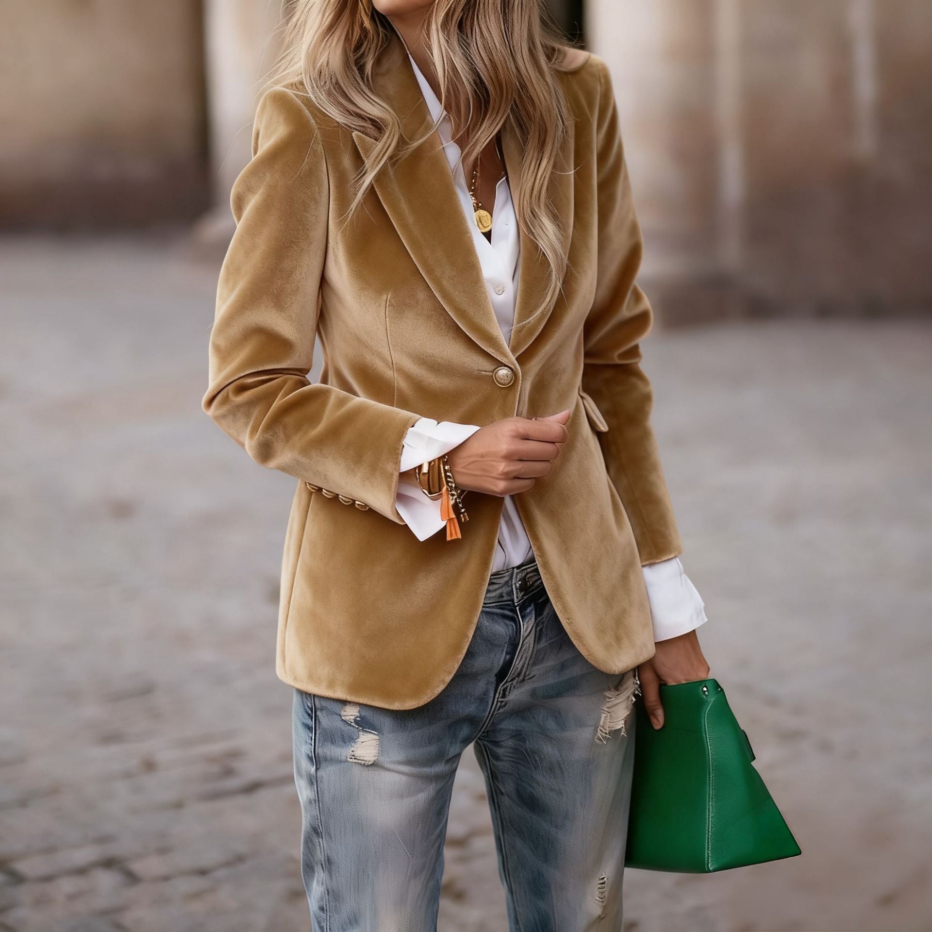 Seraphine | Women's Fitted Velvet Lapel Collar Blazer