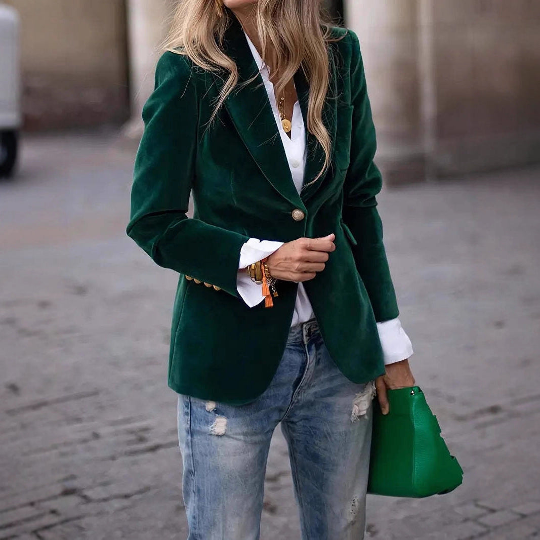Seraphine | Women's Fitted Velvet Lapel Collar Blazer