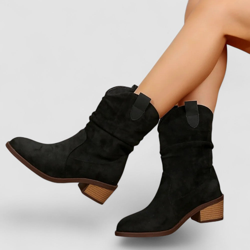 Ella | Women's Suede Slouchy Western Mid Calf Boots