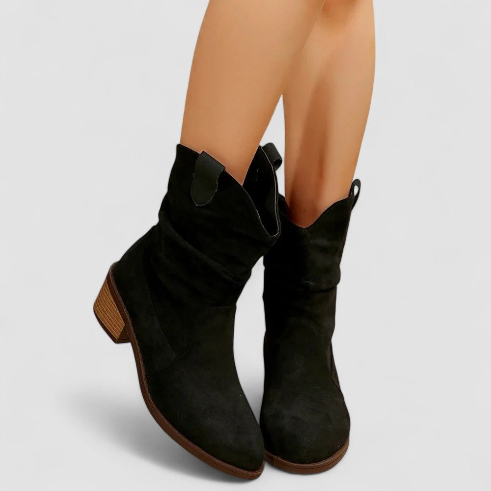 Ella | Women's Suede Slouchy Western Mid Calf Boots
