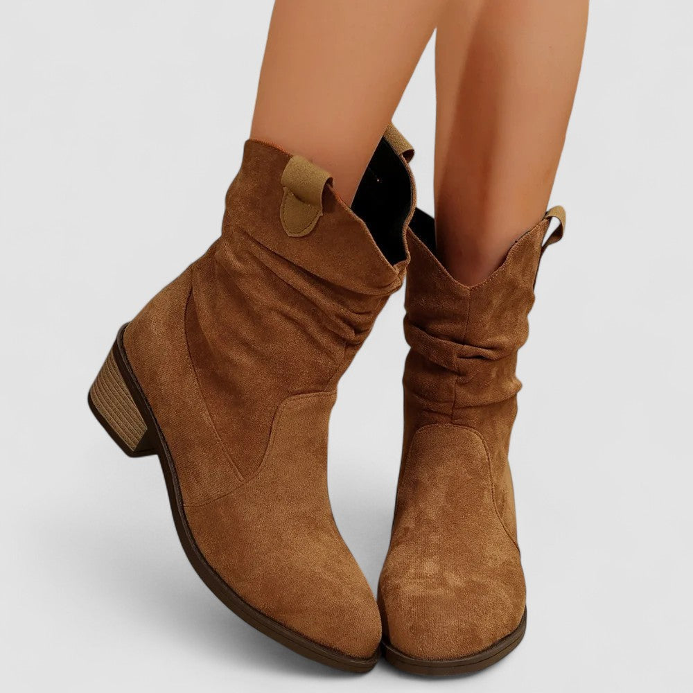 Ella | Women's Suede Slouchy Western Mid Calf Boots
