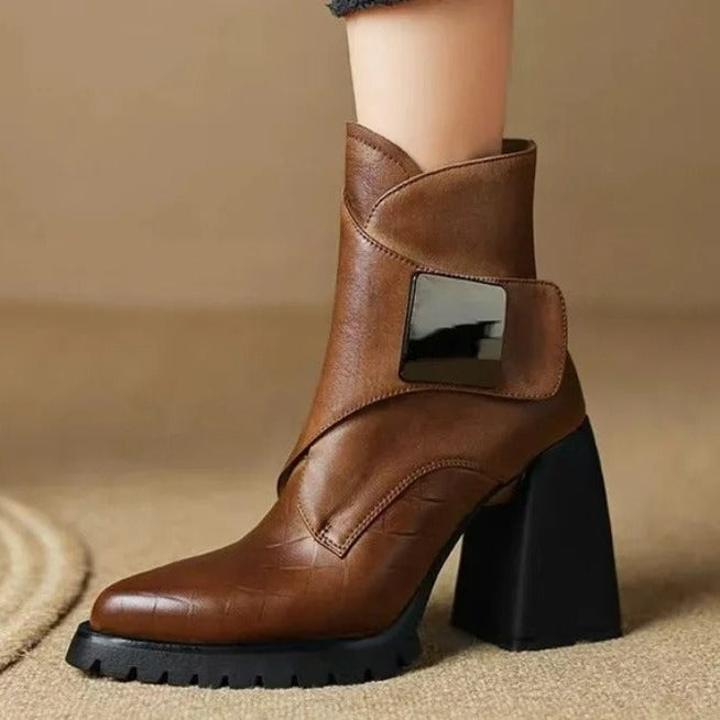 Ava | Women's Chunky Platform Buckle Ankle Boots