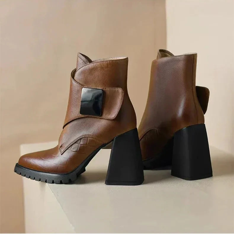 Ava | Women's Chunky Platform Buckle Ankle Boots