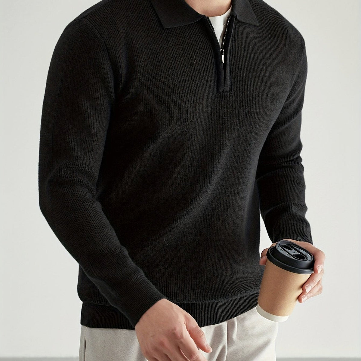 Callum | Men's Warm Quarter-Zip Collared Sweater
