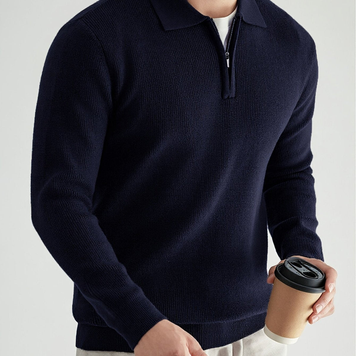 Callum | Men's Warm Quarter-Zip Collared Sweater