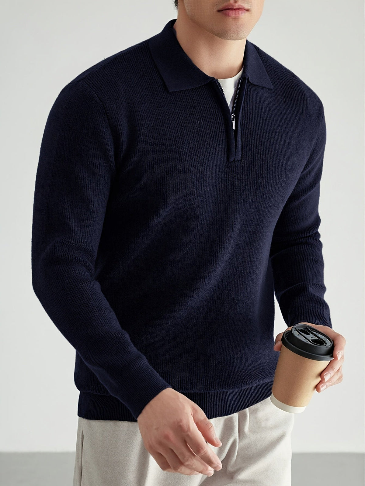 Callum | Men's Warm Quarter-Zip Collared Sweater