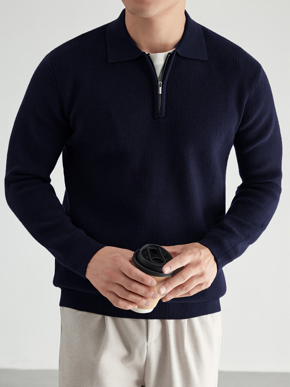 Callum | Men's Warm Quarter-Zip Collared Sweater