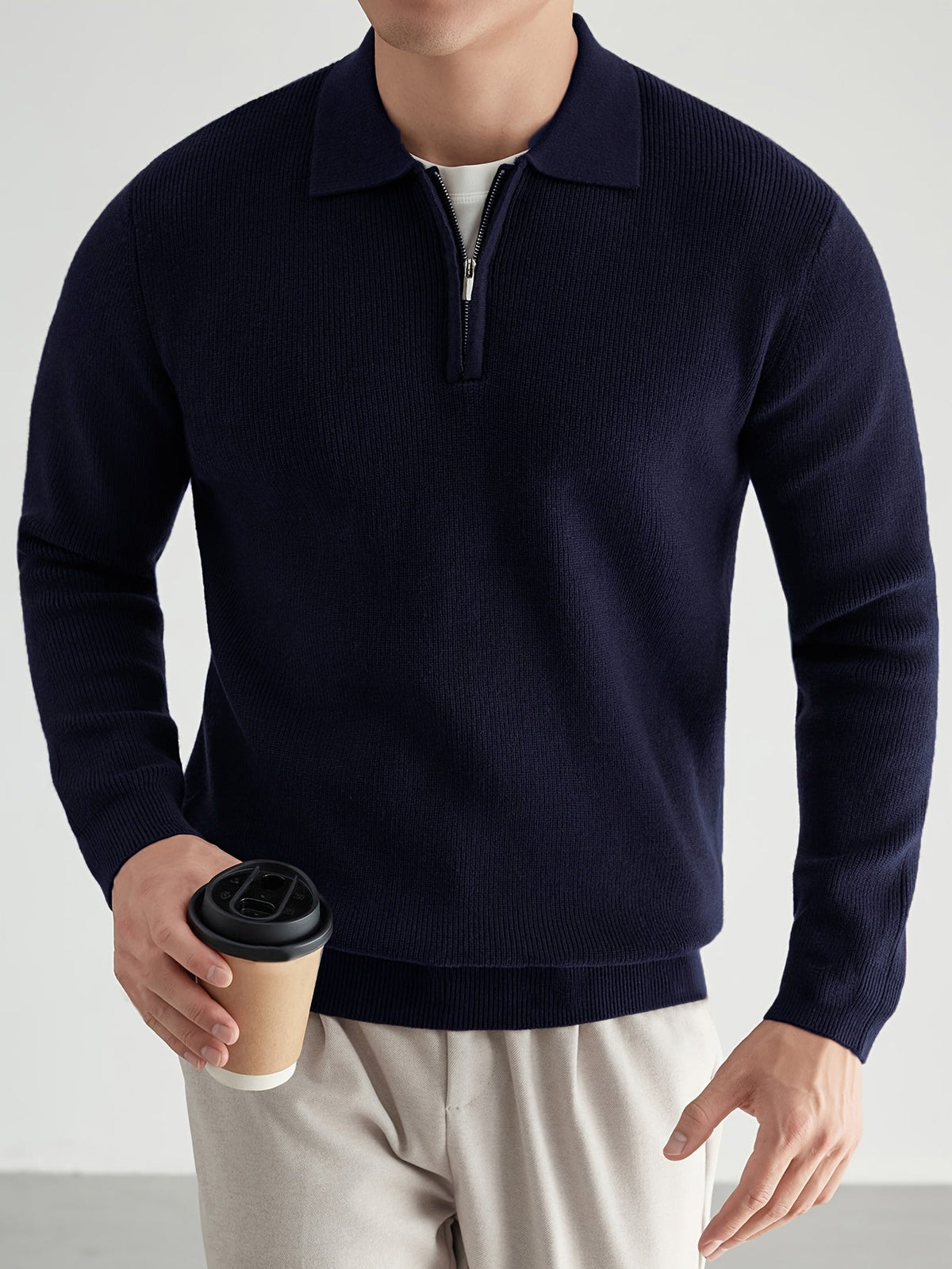 Callum | Men's Warm Quarter-Zip Collared Sweater