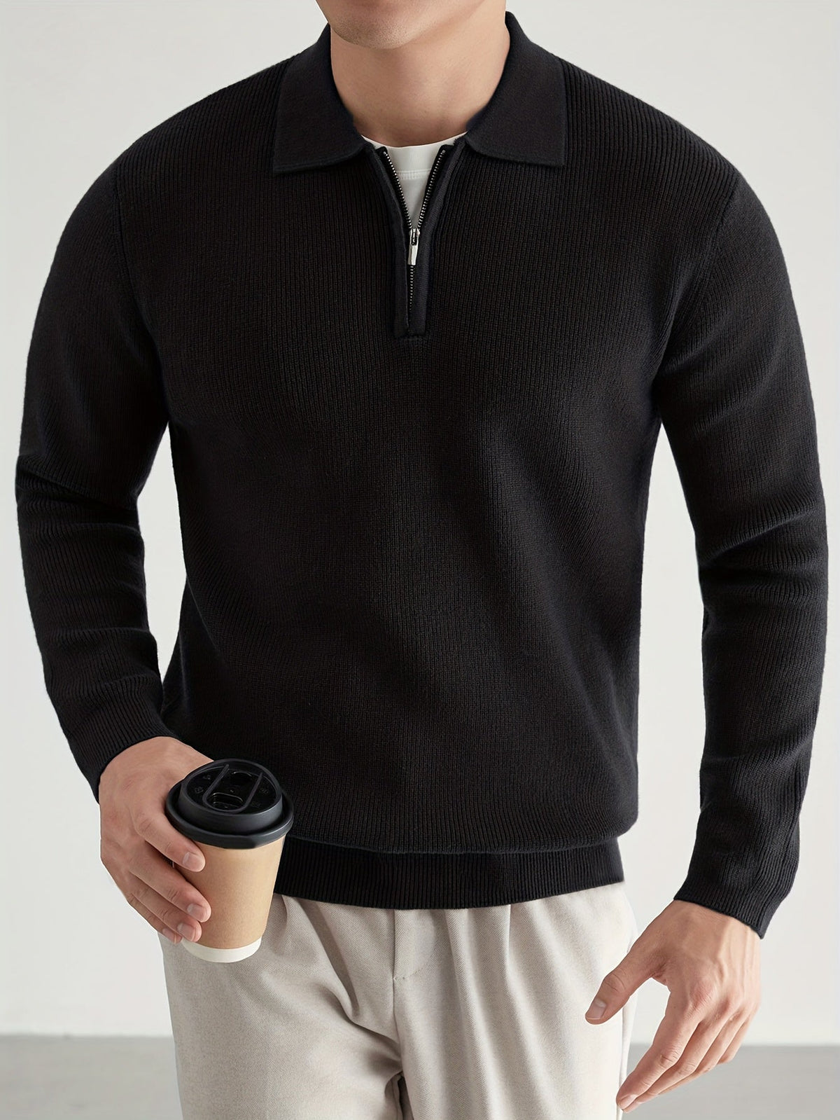 Callum | Men's Warm Quarter-Zip Collared Sweater
