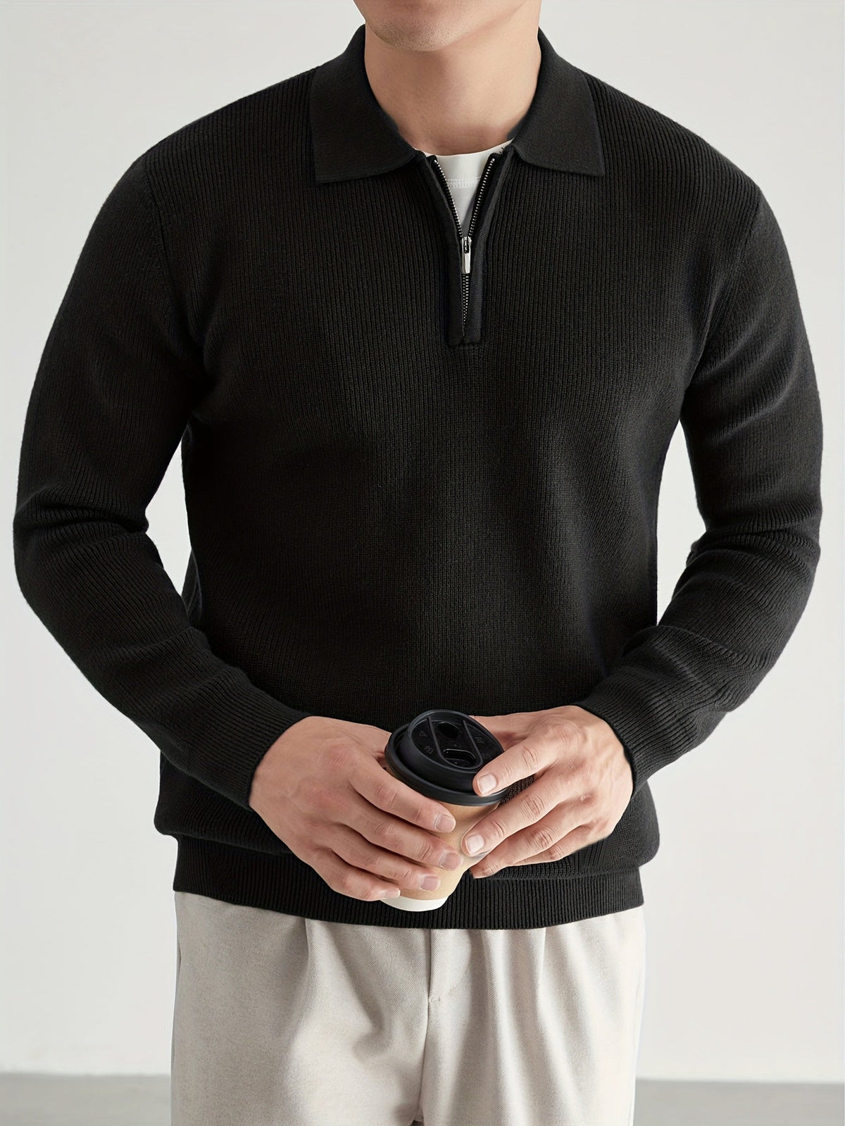 Callum | Men's Warm Quarter-Zip Collared Sweater