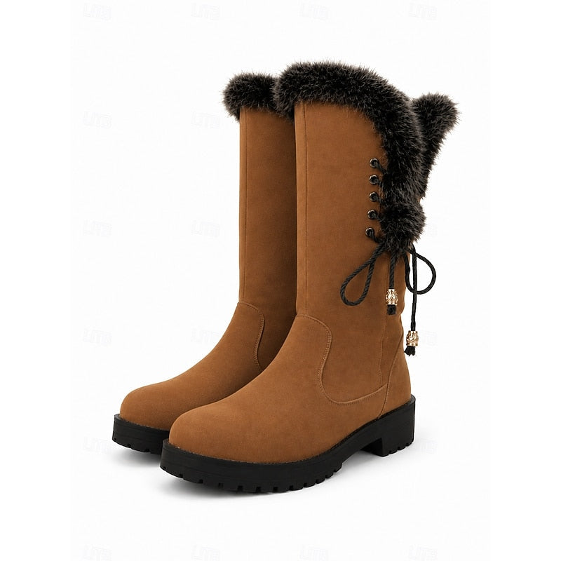 Calvara | Women's Fur-Trimmed Knee-High Boots