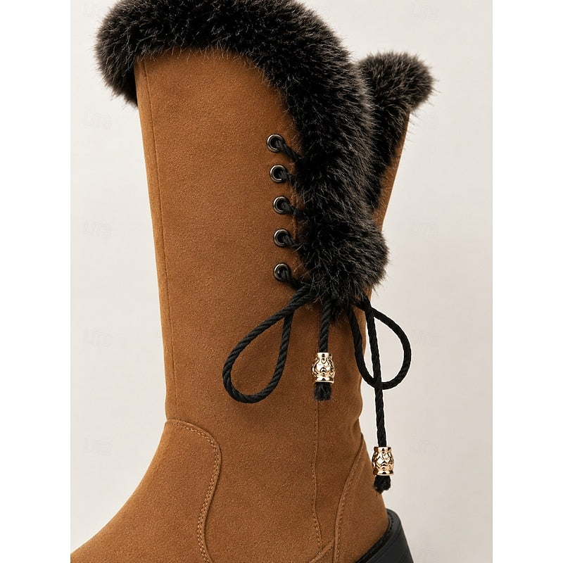 Calvara | Women's Fur-Trimmed Knee-High Boots