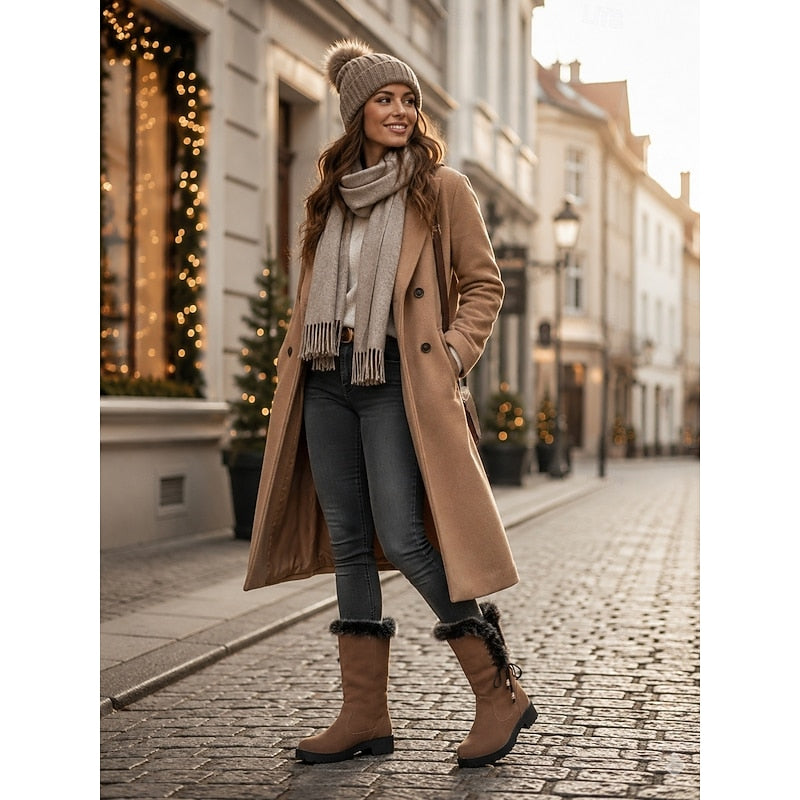 Calvara | Women's Fur-Trimmed Knee-High Boots