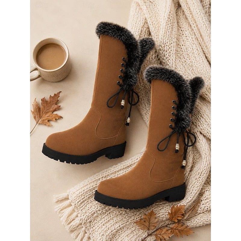 Calvara | Women's Fur-Trimmed Knee-High Boots