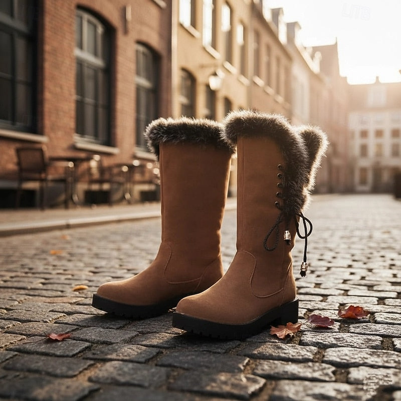 Calvara | Women's Fur-Trimmed Knee-High Boots