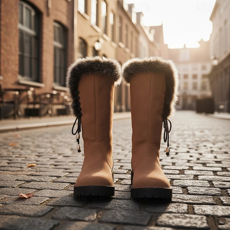 Calvara | Women's Fur-Trimmed Knee-High Boots
