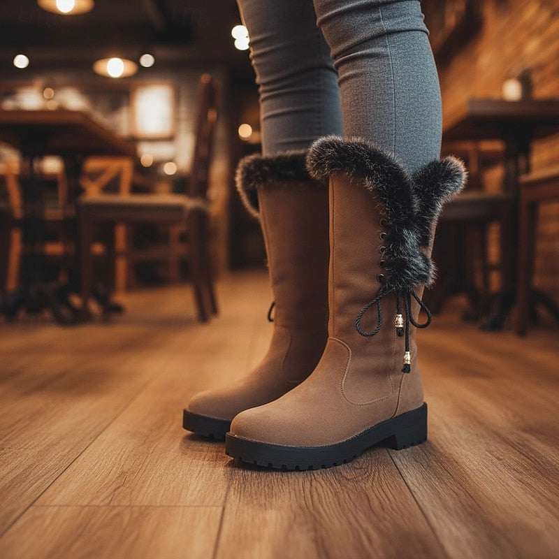 Calvara | Women's Fur-Trimmed Knee-High Boots